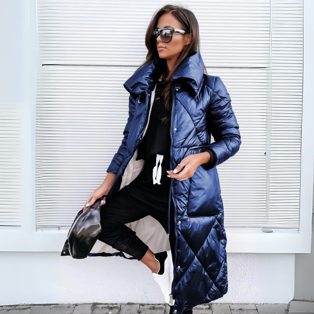 Women's Jacket | Quilted Long with High Collar