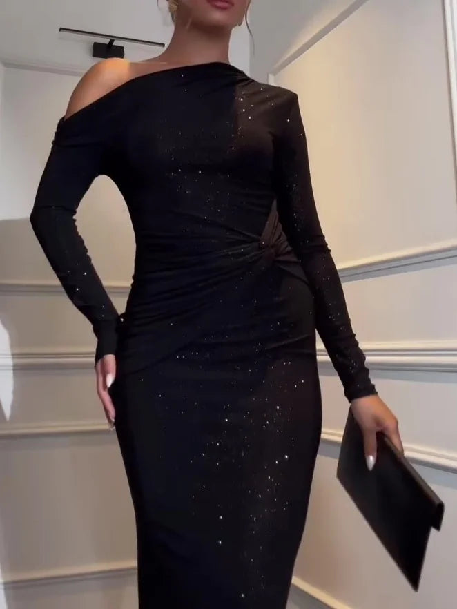 Evening Dress for Women | Fitted One-Shoulder with Shine