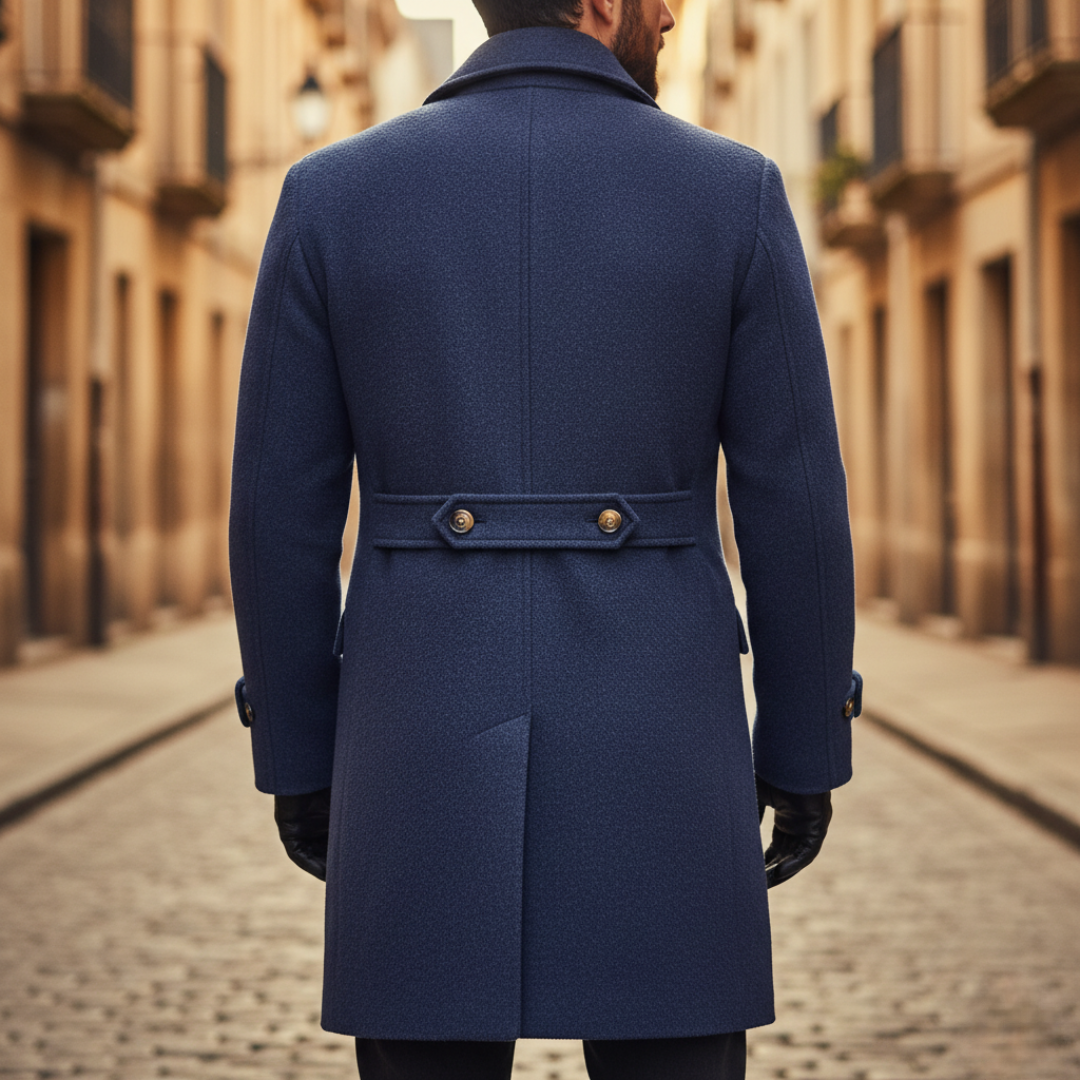 Men's Coat | Elegant Double-Breasted Long with Lapels