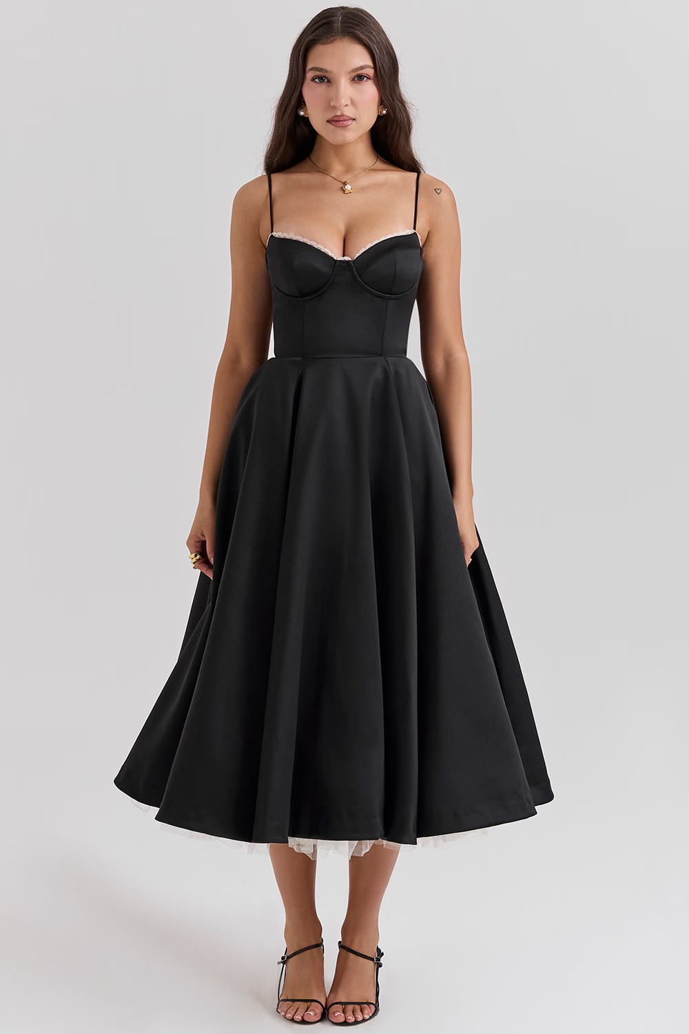 Women’s Elegant Spaghetti Strap A-Line Midi Dress