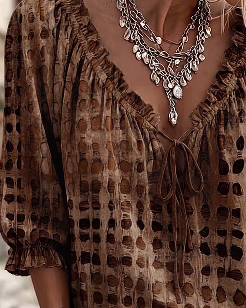 Polka Dot Blouse with Lacing