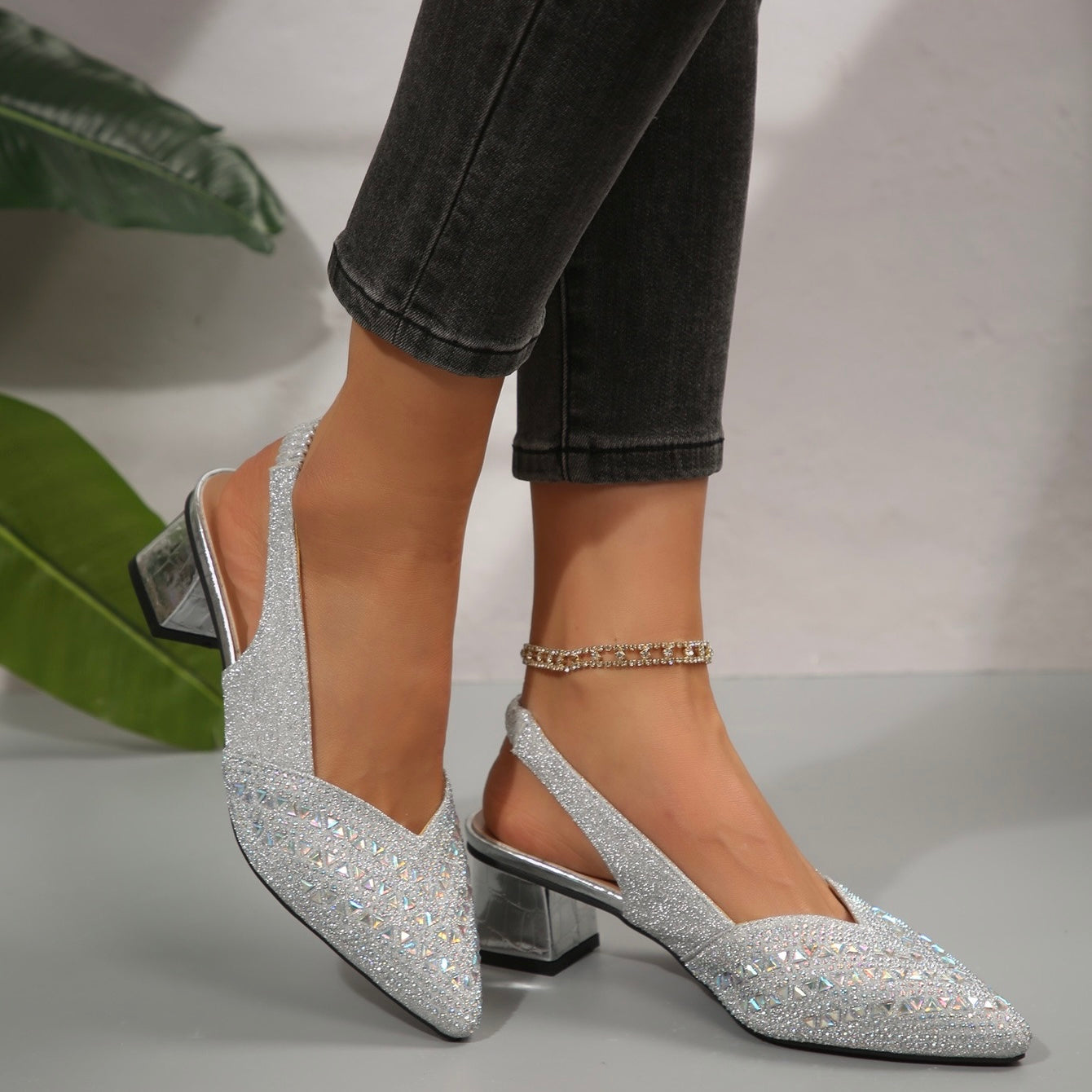 Jaina | Glamorous High Heels with Sparkling Crystal Details