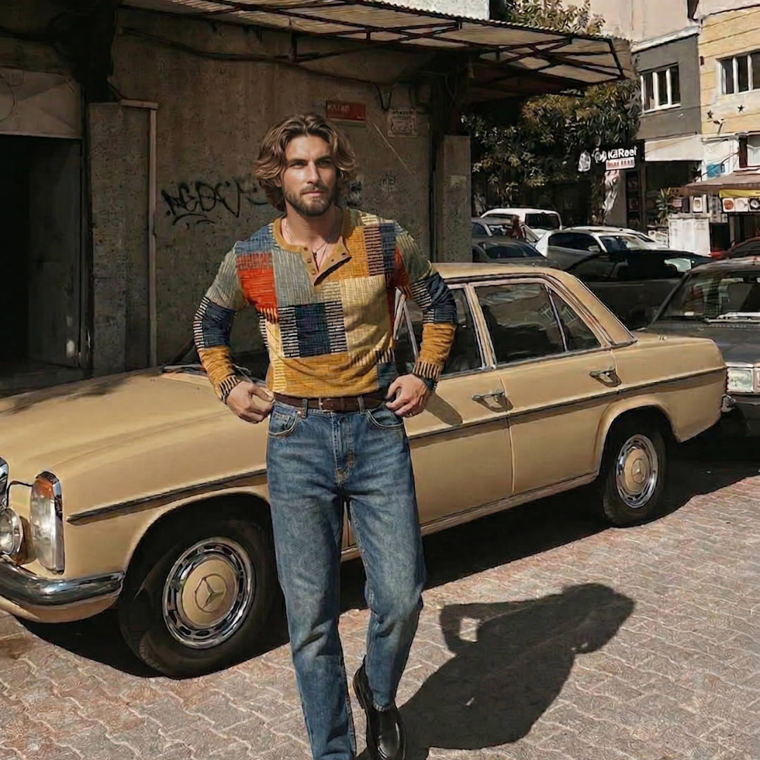 Colorful Men's Long Sleeve Shirt