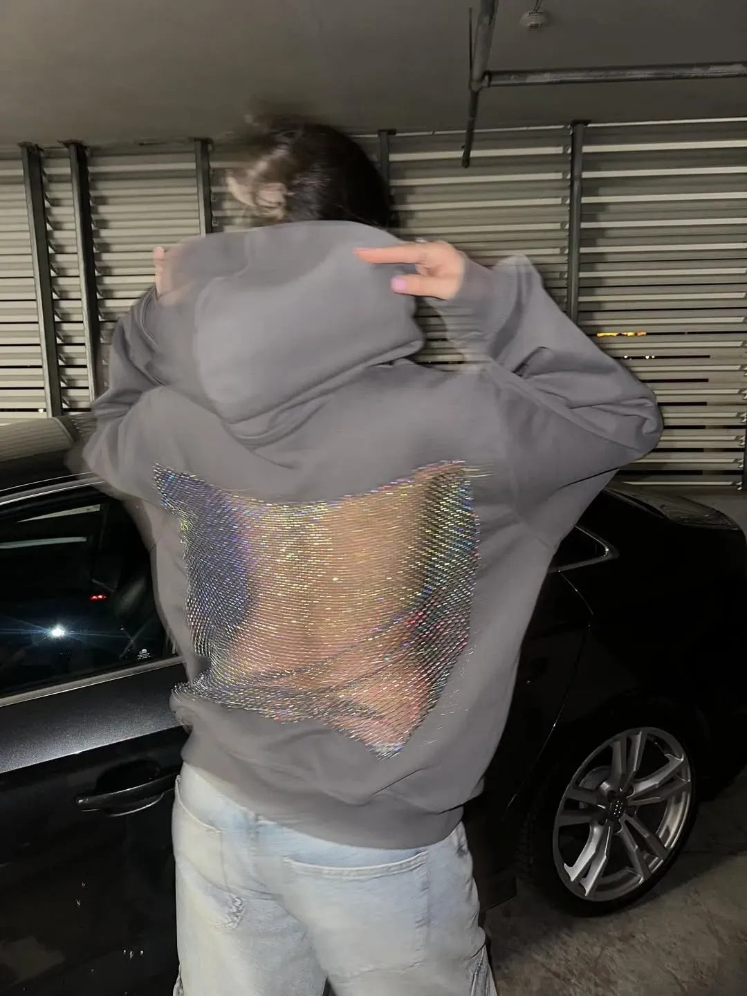 Women's Hoodie | Oversized with Decorative Application on the Back