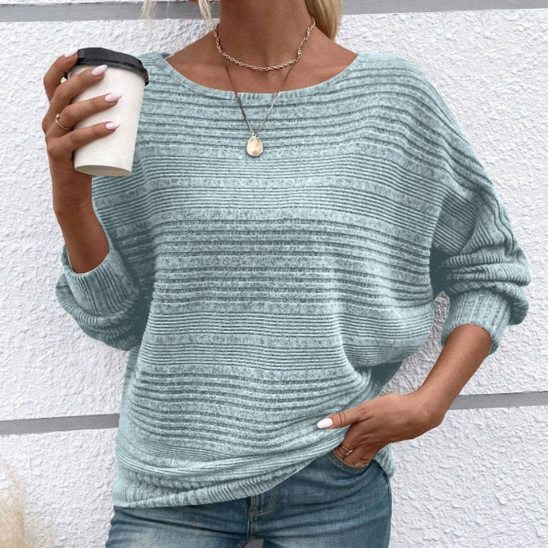 Yarisa | Striped Long Sleeve Shirt with Round Neck