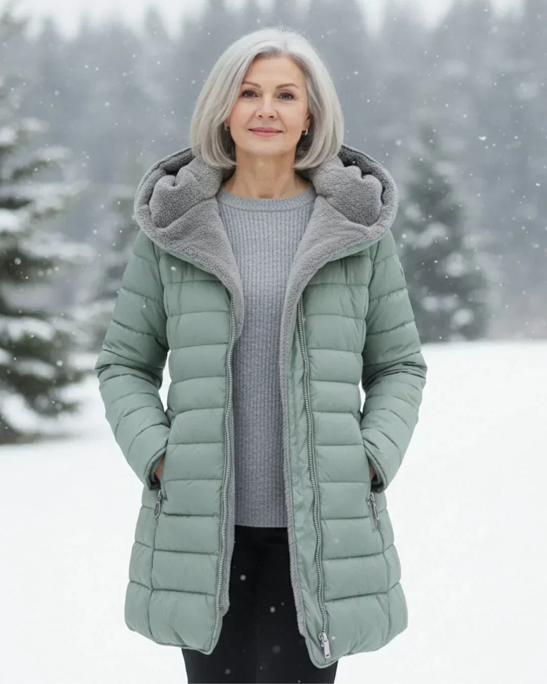 Women's Jacket | Quilted Long with Hood and Insulation