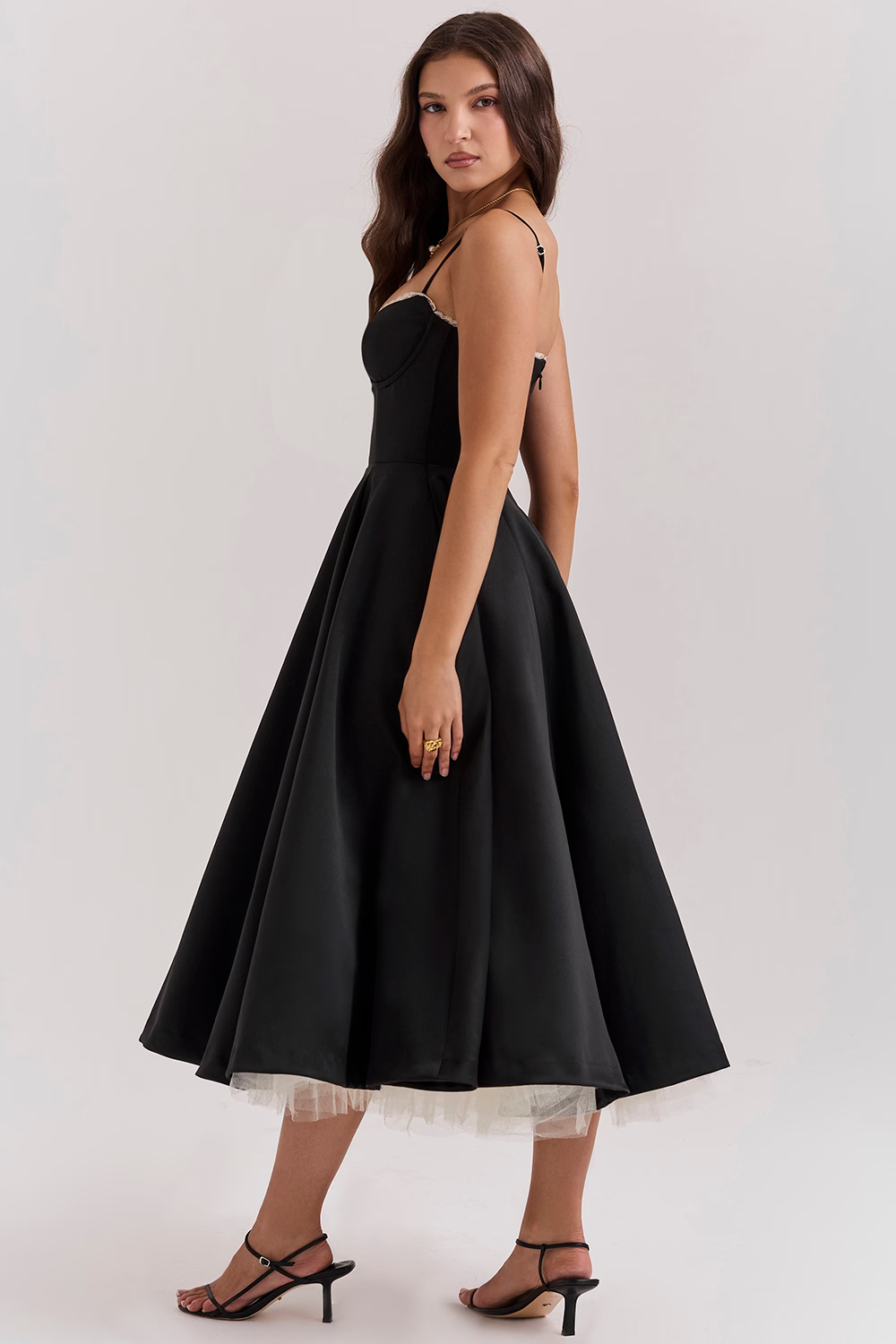 Women’s Elegant Spaghetti Strap A-Line Midi Dress