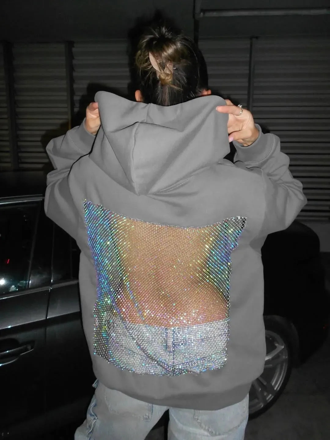 Women's Hoodie | Oversized with Decorative Application on the Back