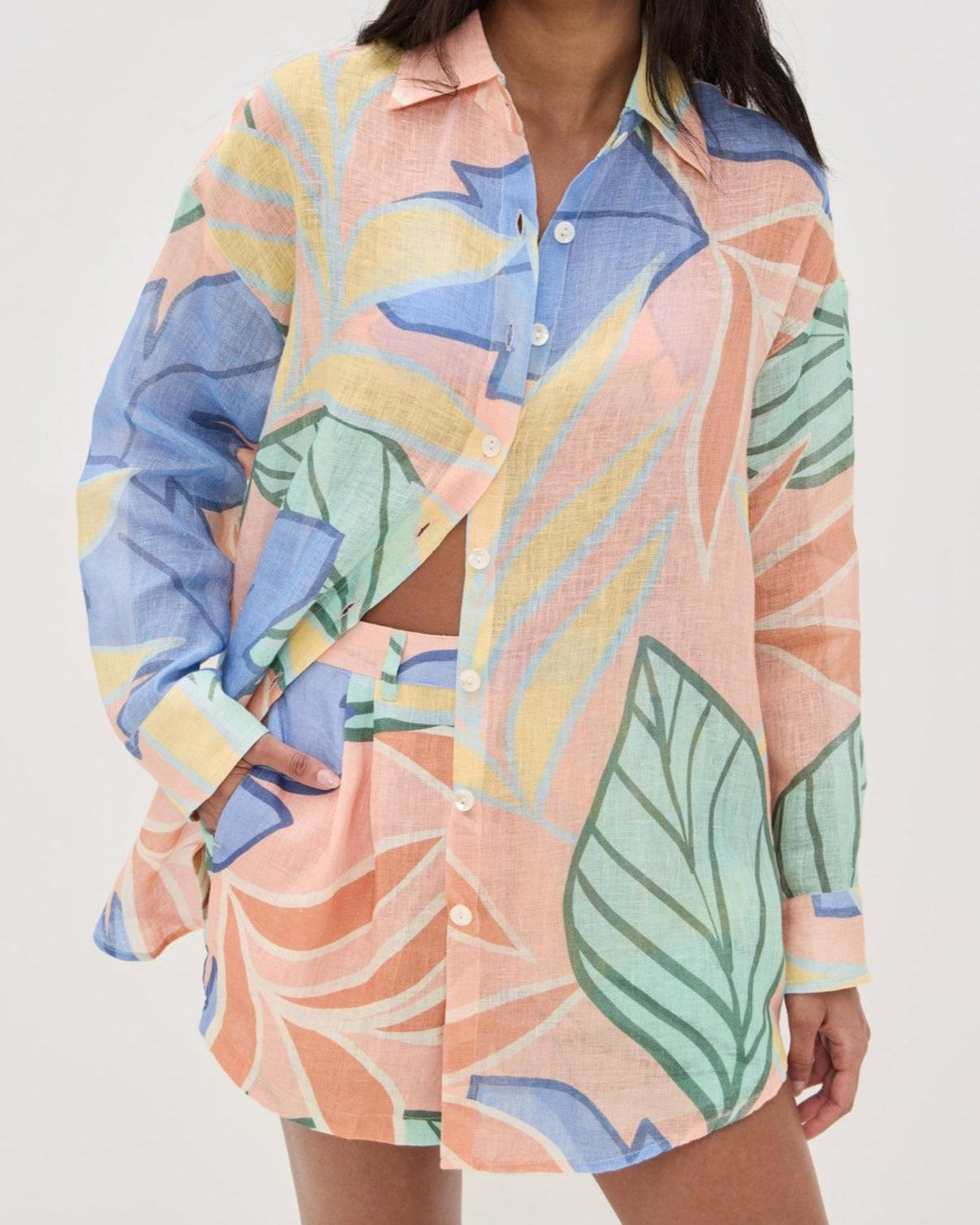 Amandine | Tropical Leaf Printed Set
