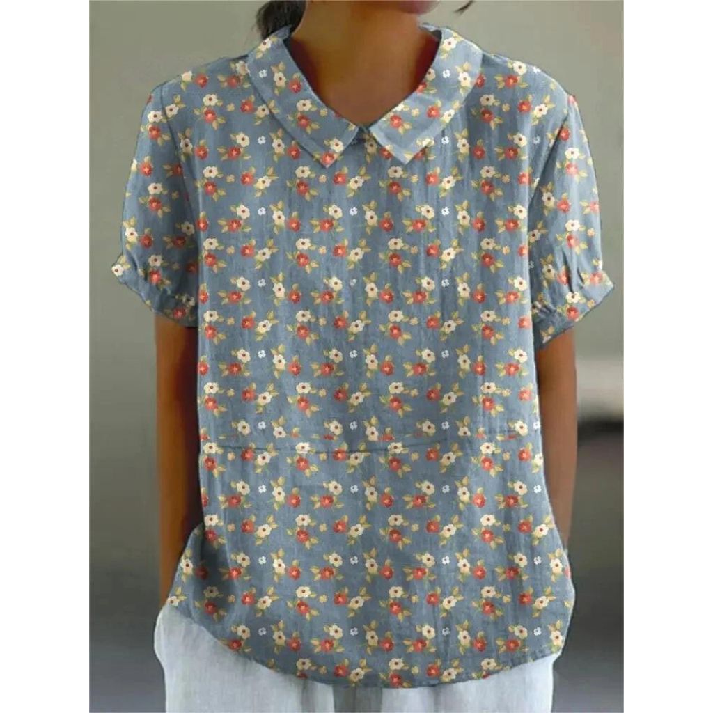 Women’s Vintage Floral Button-Up Blouse