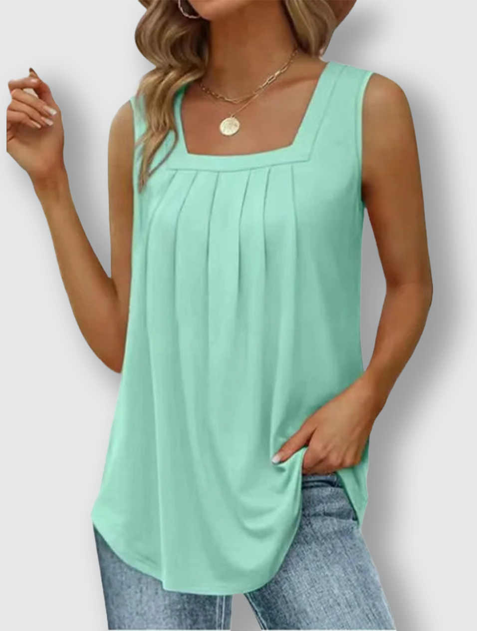 Ann | Pleated Top with Square Neckline