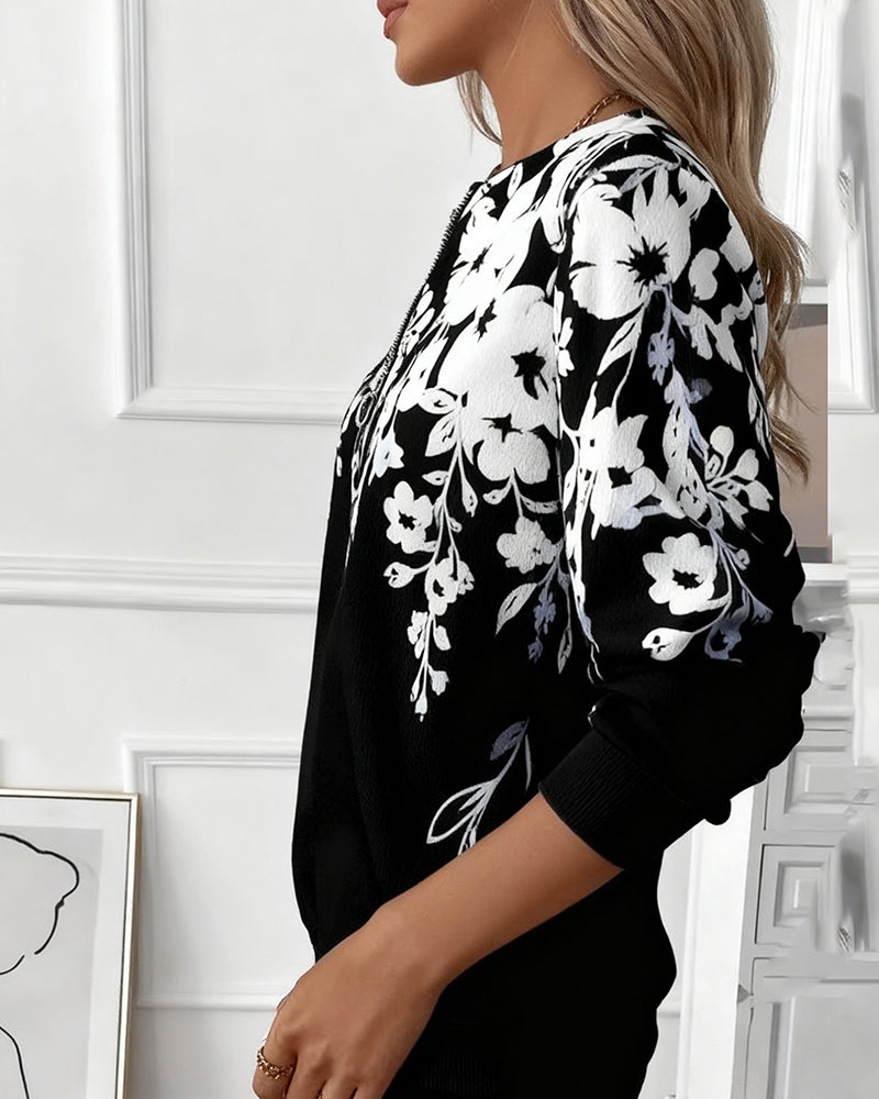 Paulina | Printed Half-Zip Sweatshirt
