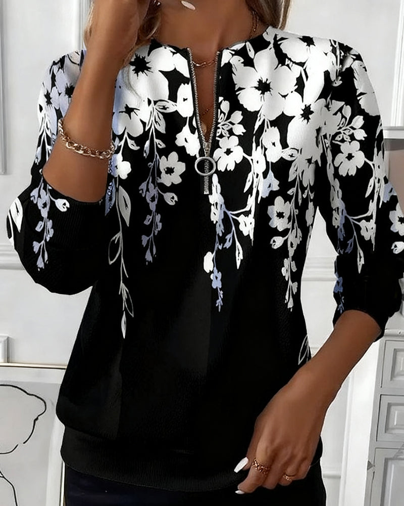 Paulina | Printed Half-Zip Sweatshirt