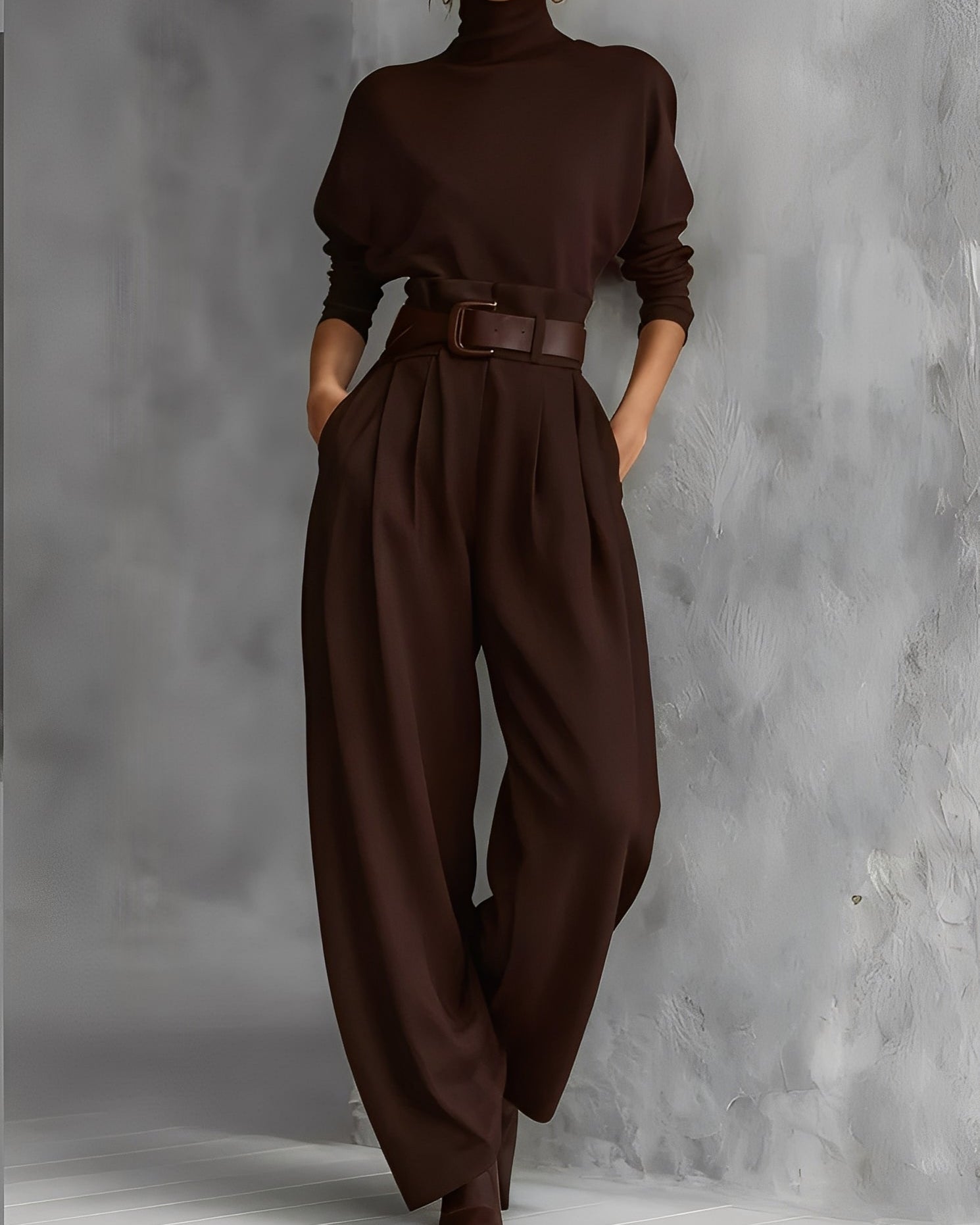 Women's Trousers | Wide High-Waisted Pants with Belt