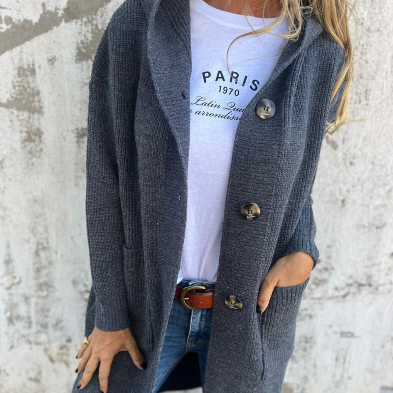 Long Women's Cardigan | with Buttons and Pockets
