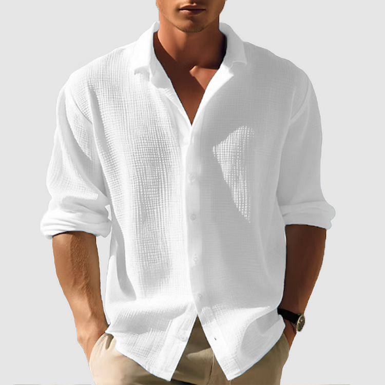 Lightweight Long Sleeve Summer Shirt with Classic Collar for Casual and Business Casual