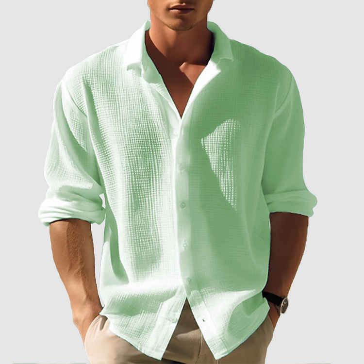 Lightweight Long Sleeve Summer Shirt with Classic Collar for Casual and Business Casual