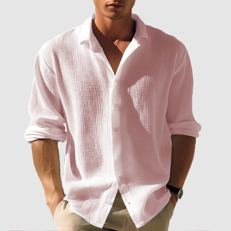 Lightweight Long Sleeve Summer Shirt with Classic Collar for Casual and Business Casual