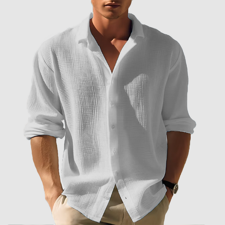 Lightweight Long Sleeve Summer Shirt with Classic Collar for Casual and Business Casual