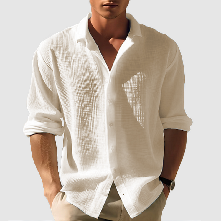 Lightweight Long Sleeve Summer Shirt with Classic Collar for Casual and Business Casual