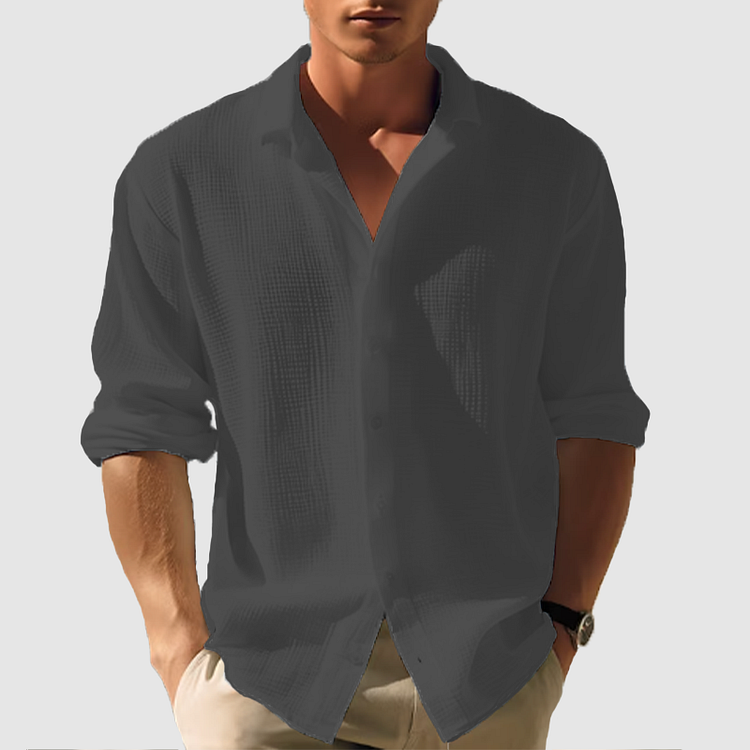 Lightweight Long Sleeve Summer Shirt with Classic Collar for Casual and Business Casual