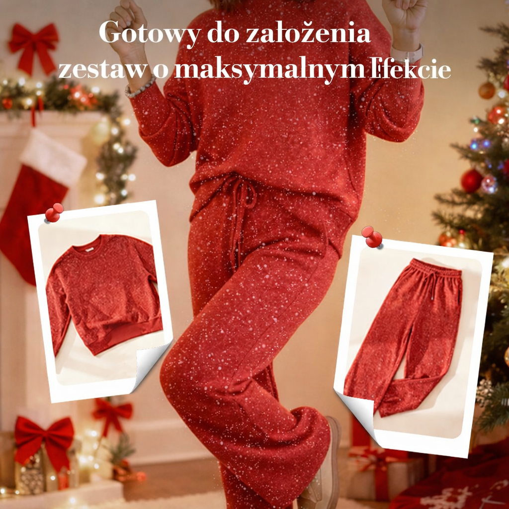 Shiny women's two-piece set with long pants