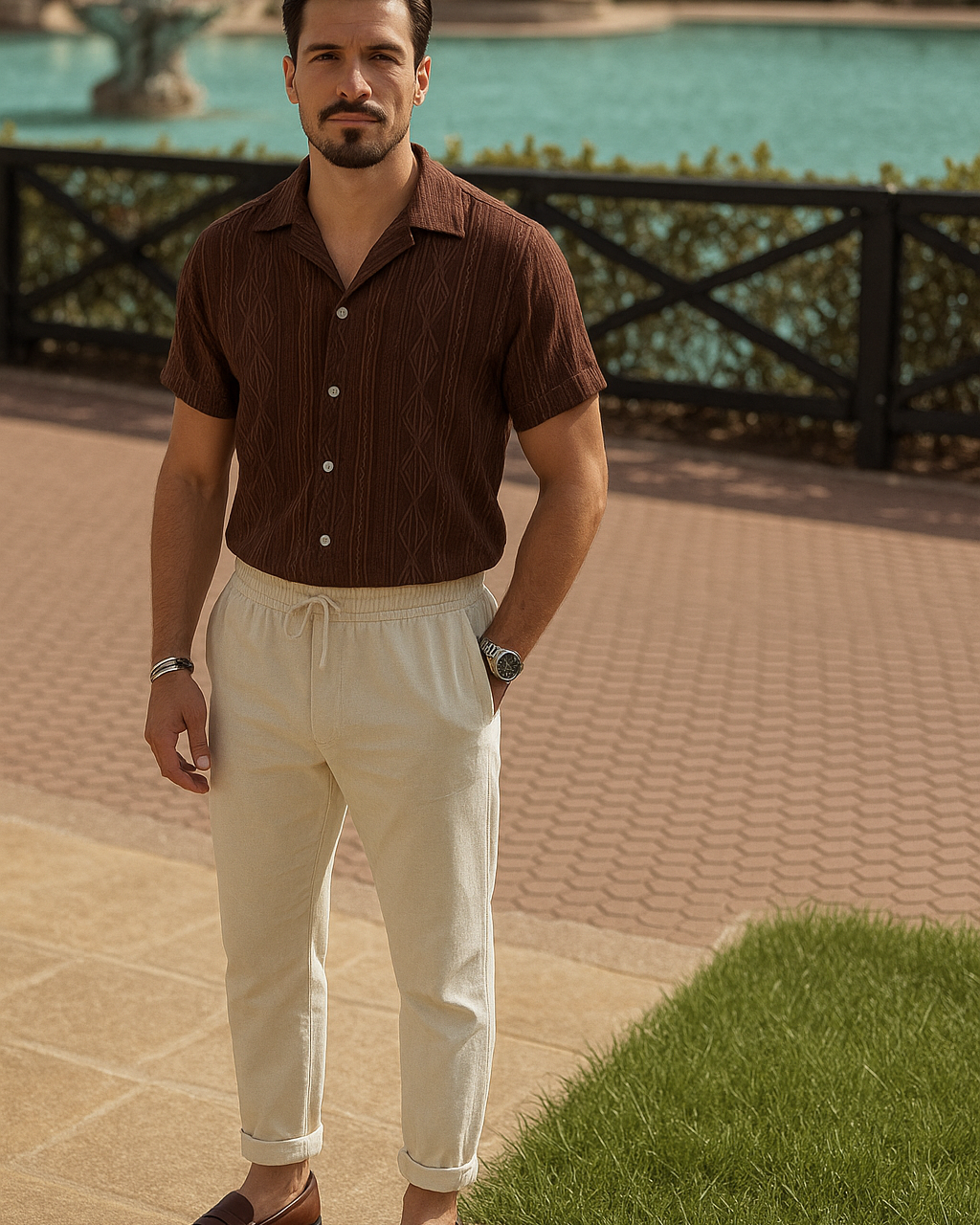 Men’s Summer Set – Patterned Shirt & Linen Pants