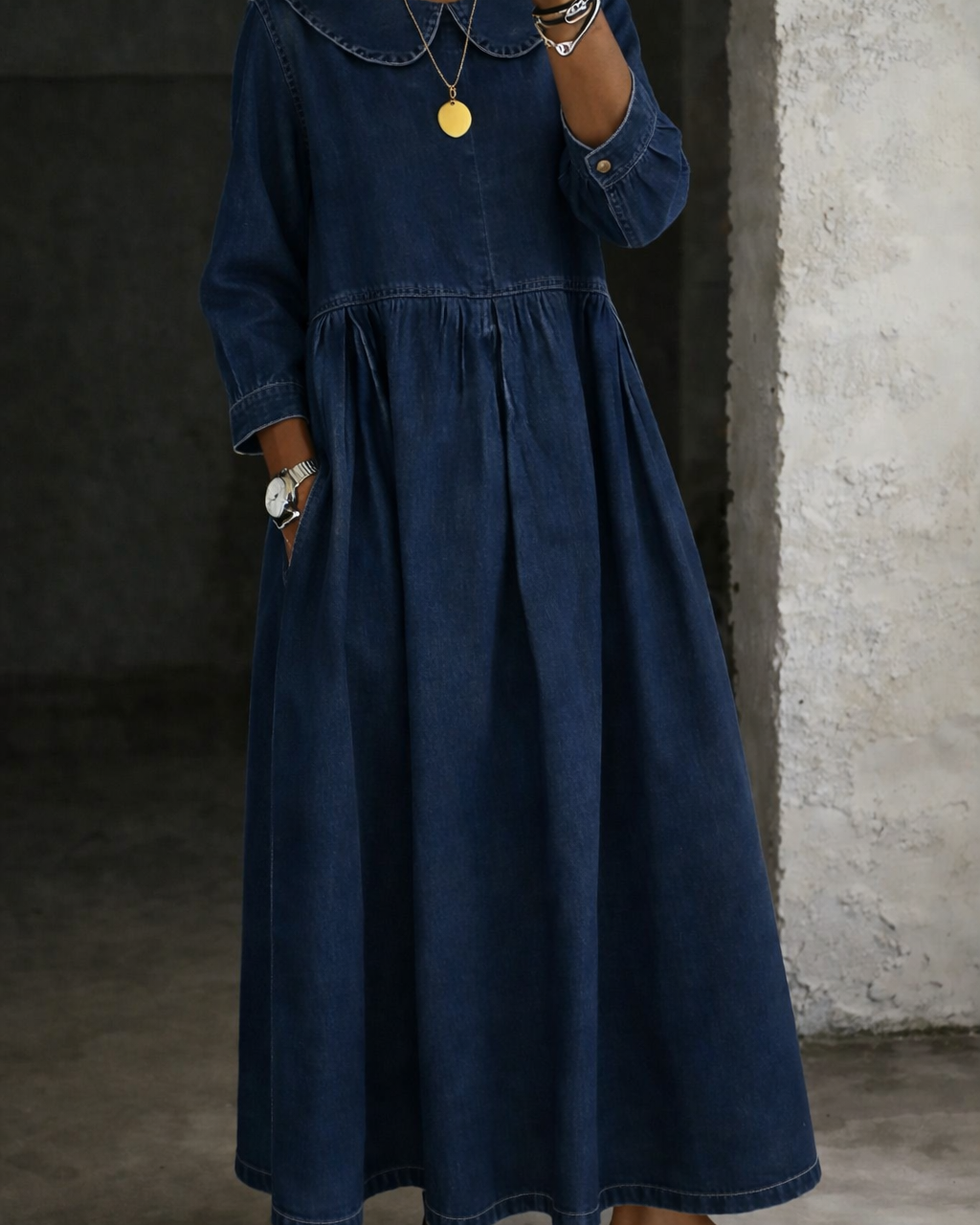 Clara | Peter Pan Collar Denim Dress