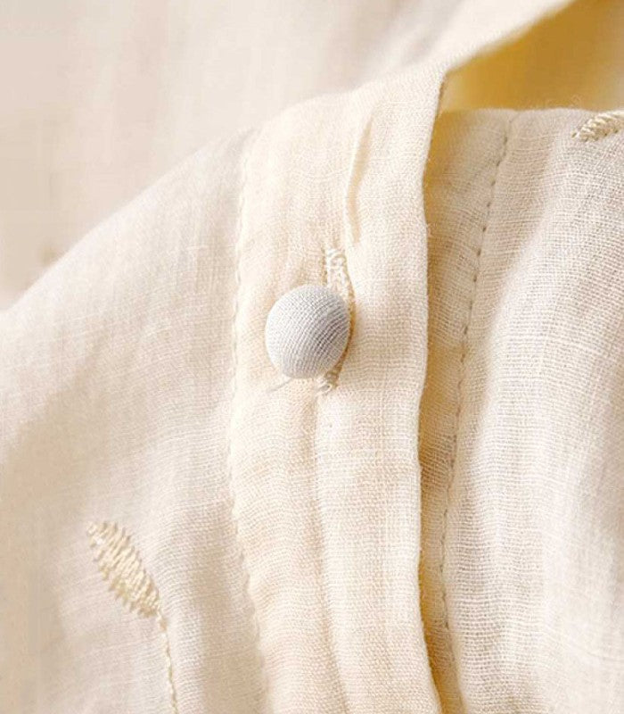 Women's Button-Up Blouse with Embroidered Details