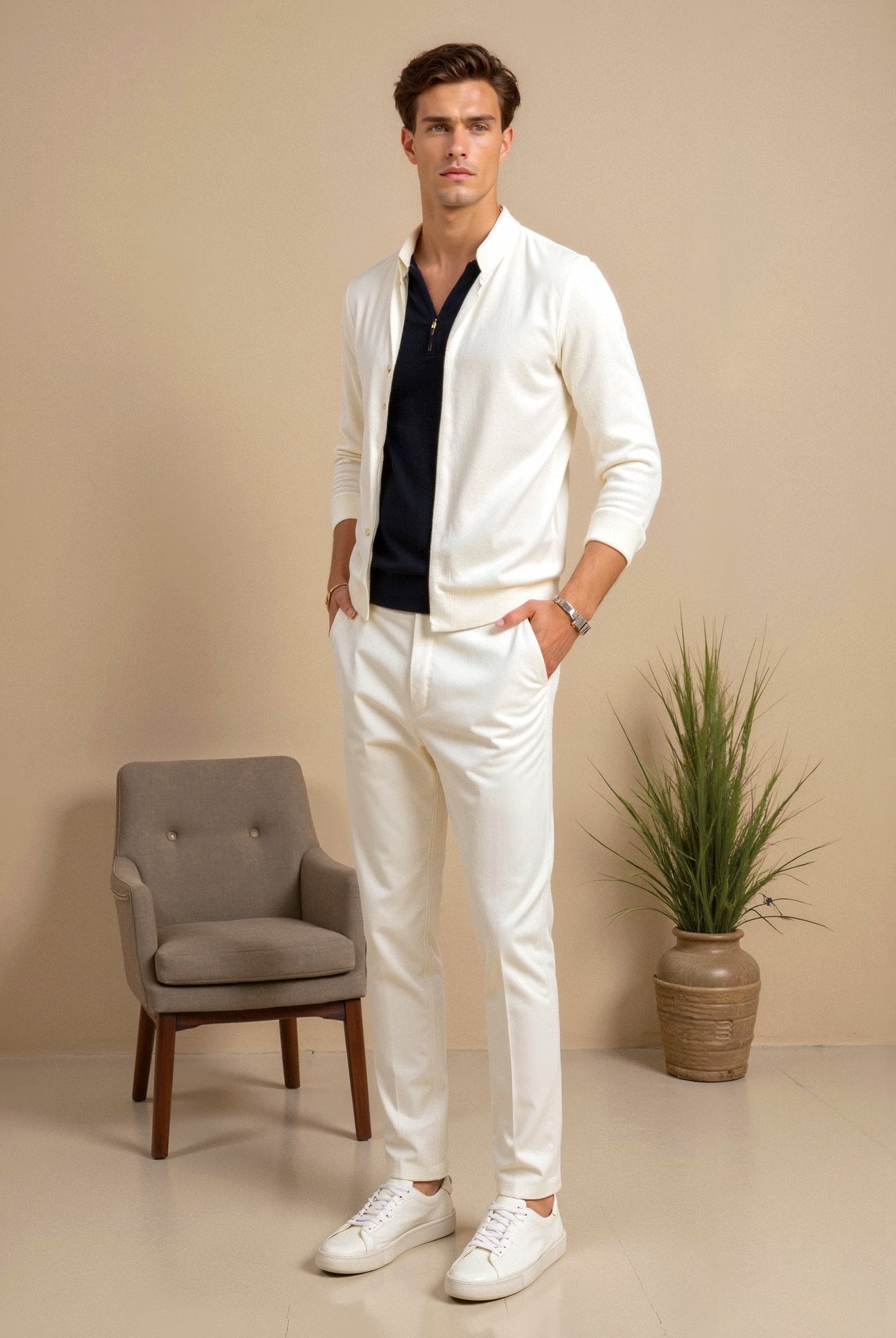 Stylish Sneakers for Men – Timeless White & Ideal for Any Casual Occasion.