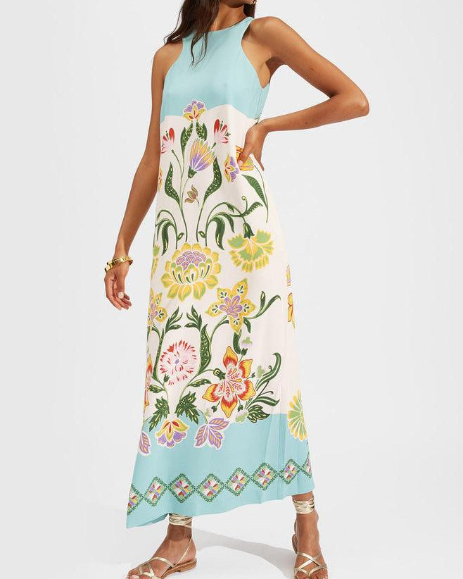 Ava | Floral Print Sleeveless Midi Dress