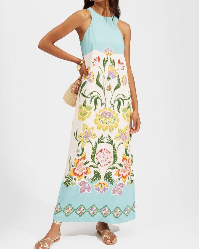 Ava | Floral Print Sleeveless Midi Dress