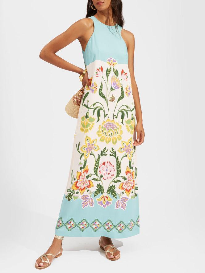 Ava | Floral Print Sleeveless Midi Dress