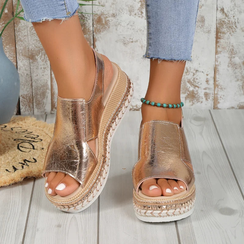 Women’s Metallic Platform Espadrille Sandals