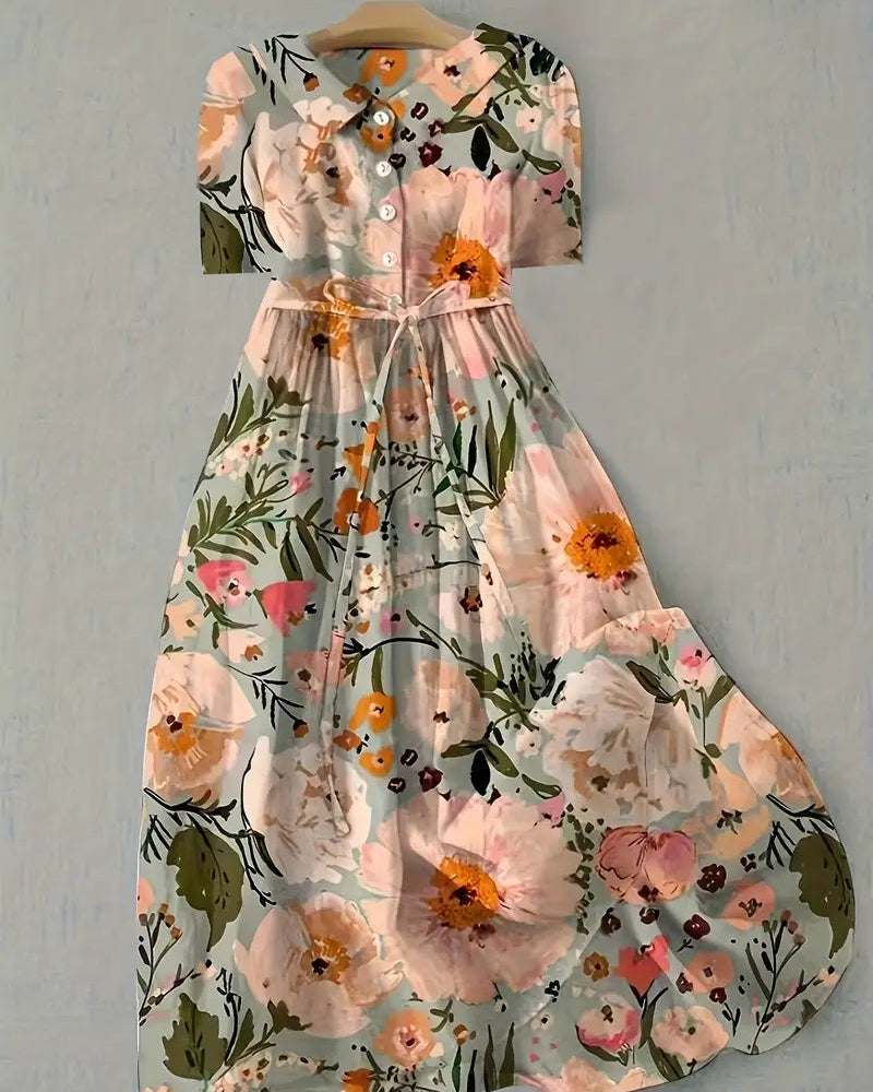 Aurélie | Summer Floral Dress in Warm Tones