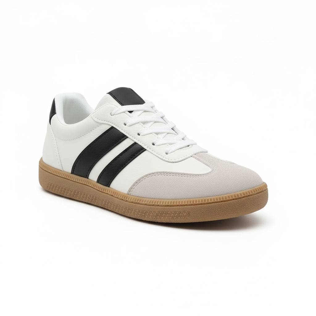 Sneakers with Laces and Classic Retro Look with Gum Sole