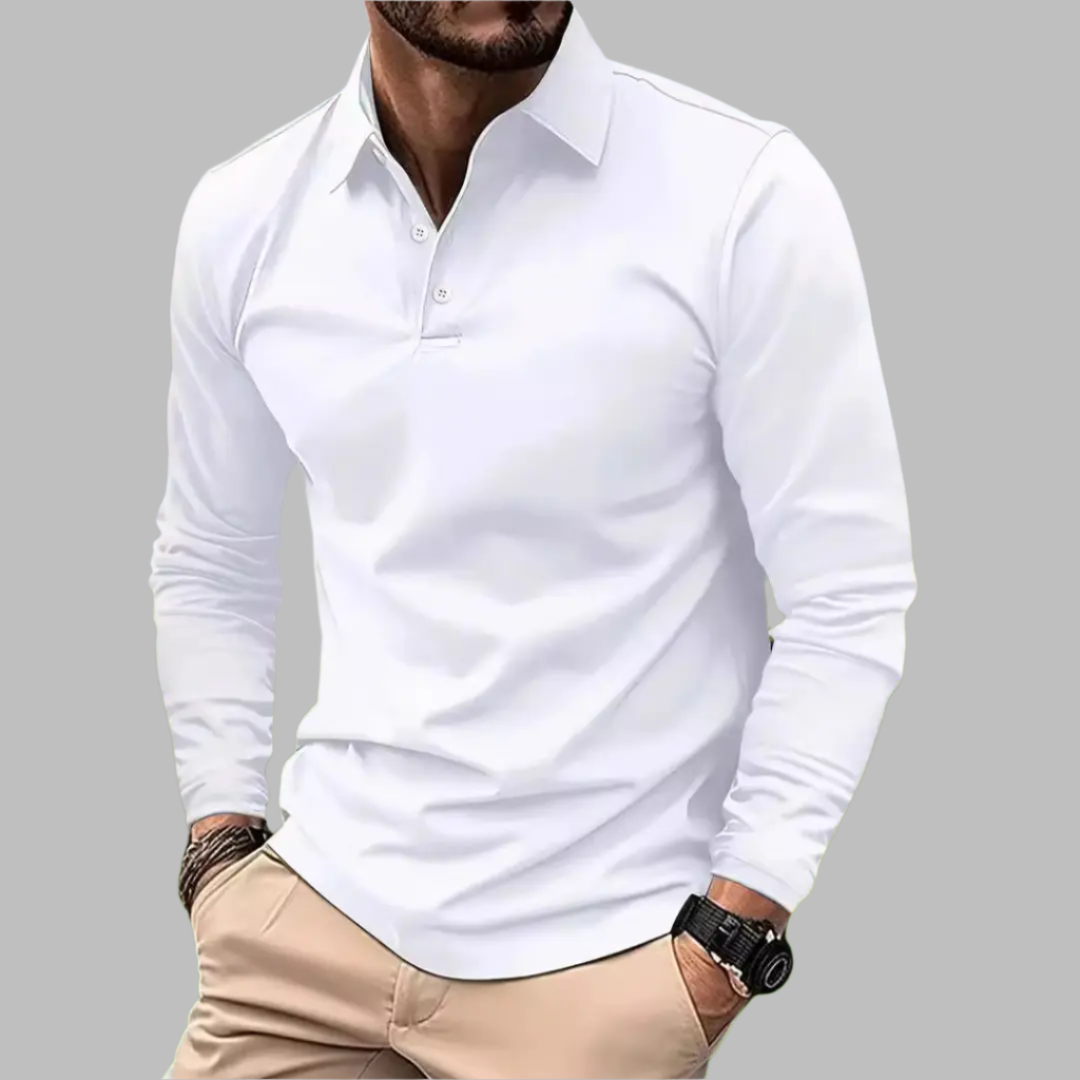 Long Sleeve Polo Shirt for Men – Stylish Casual Shirt with Button Placket