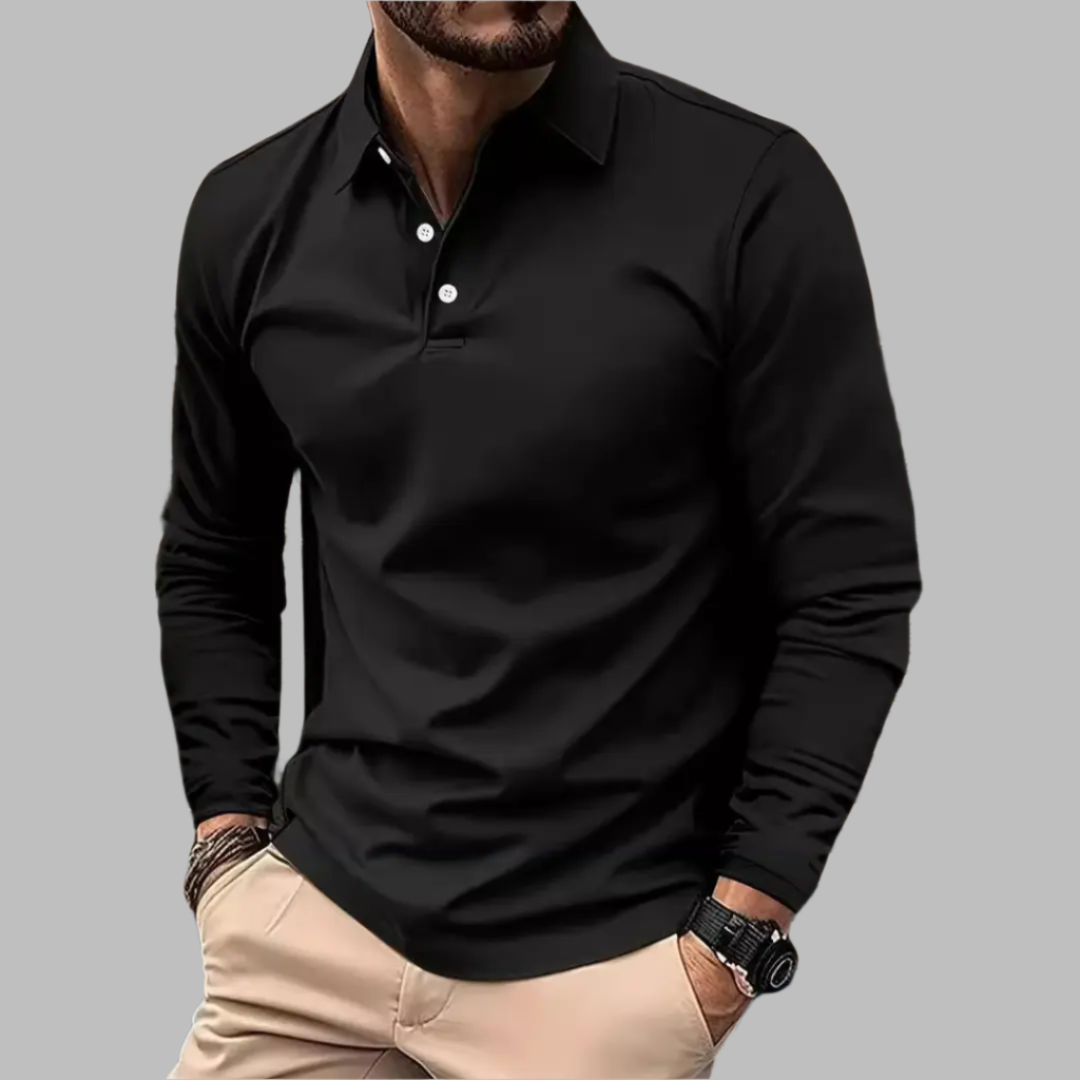 Long Sleeve Polo Shirt for Men – Stylish Casual Shirt with Button Placket