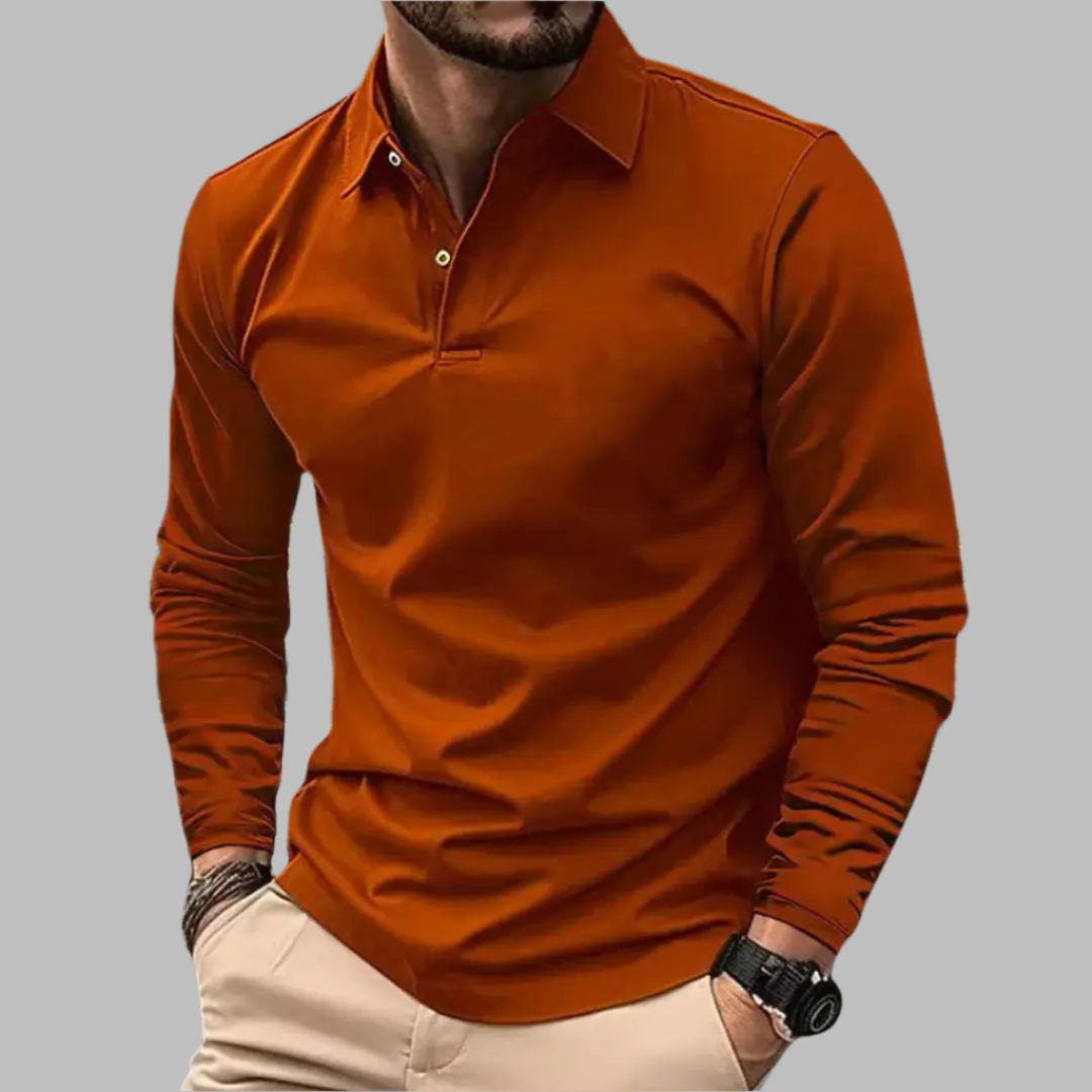 Long Sleeve Polo Shirt for Men – Stylish Casual Shirt with Button Placket