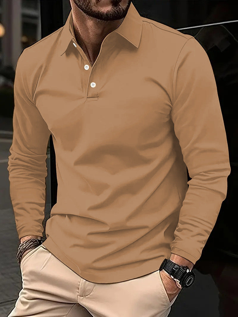 Long Sleeve Polo Shirt for Men – Stylish Casual Shirt with Button Placket
