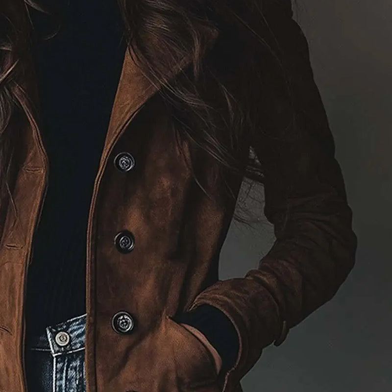 Irena | Long Vegan Jacket with Suede Effect