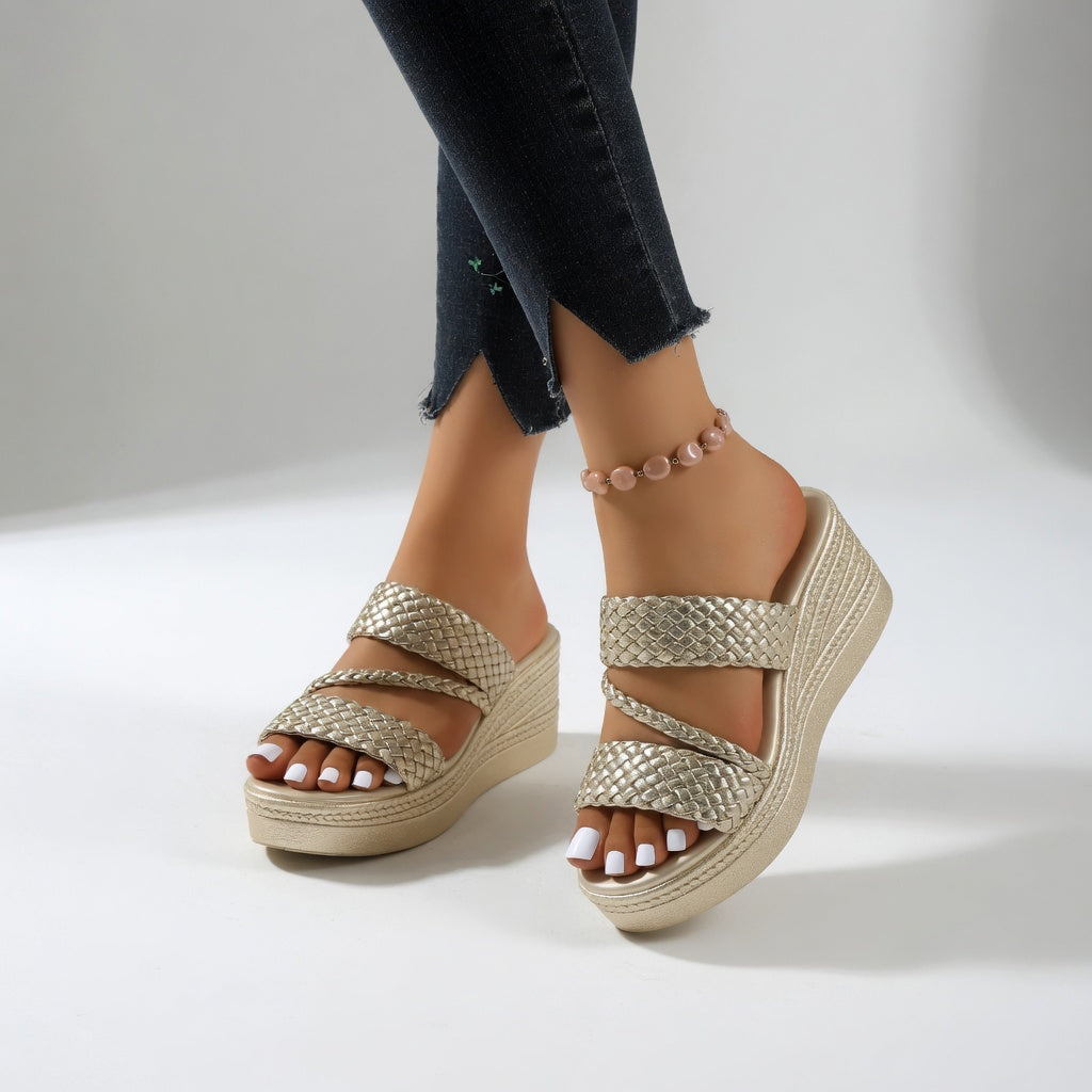 Tresseline™ — Woven wedge mule colorful summer lightness