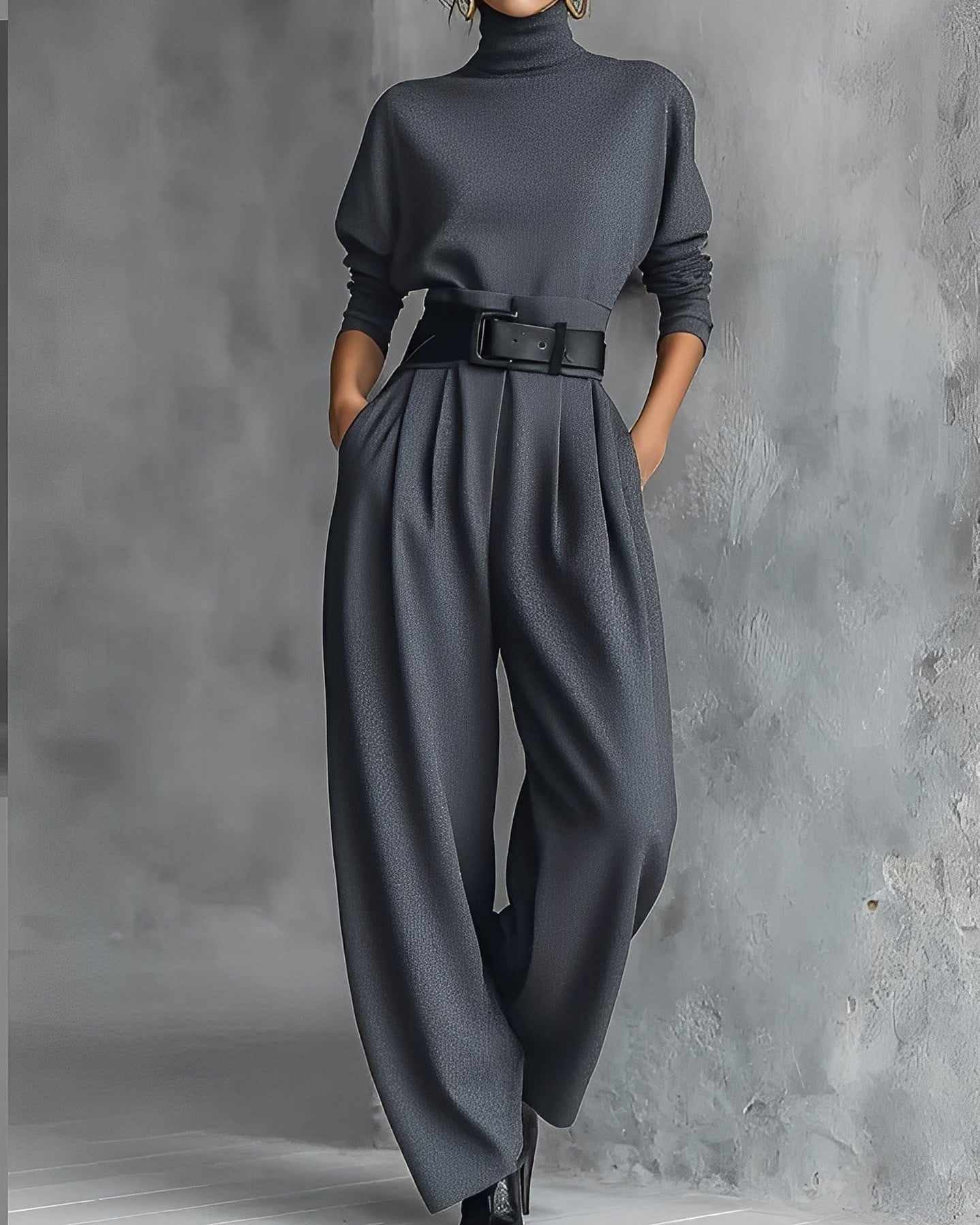 Women's Trousers | Wide High-Waisted Pants with Belt