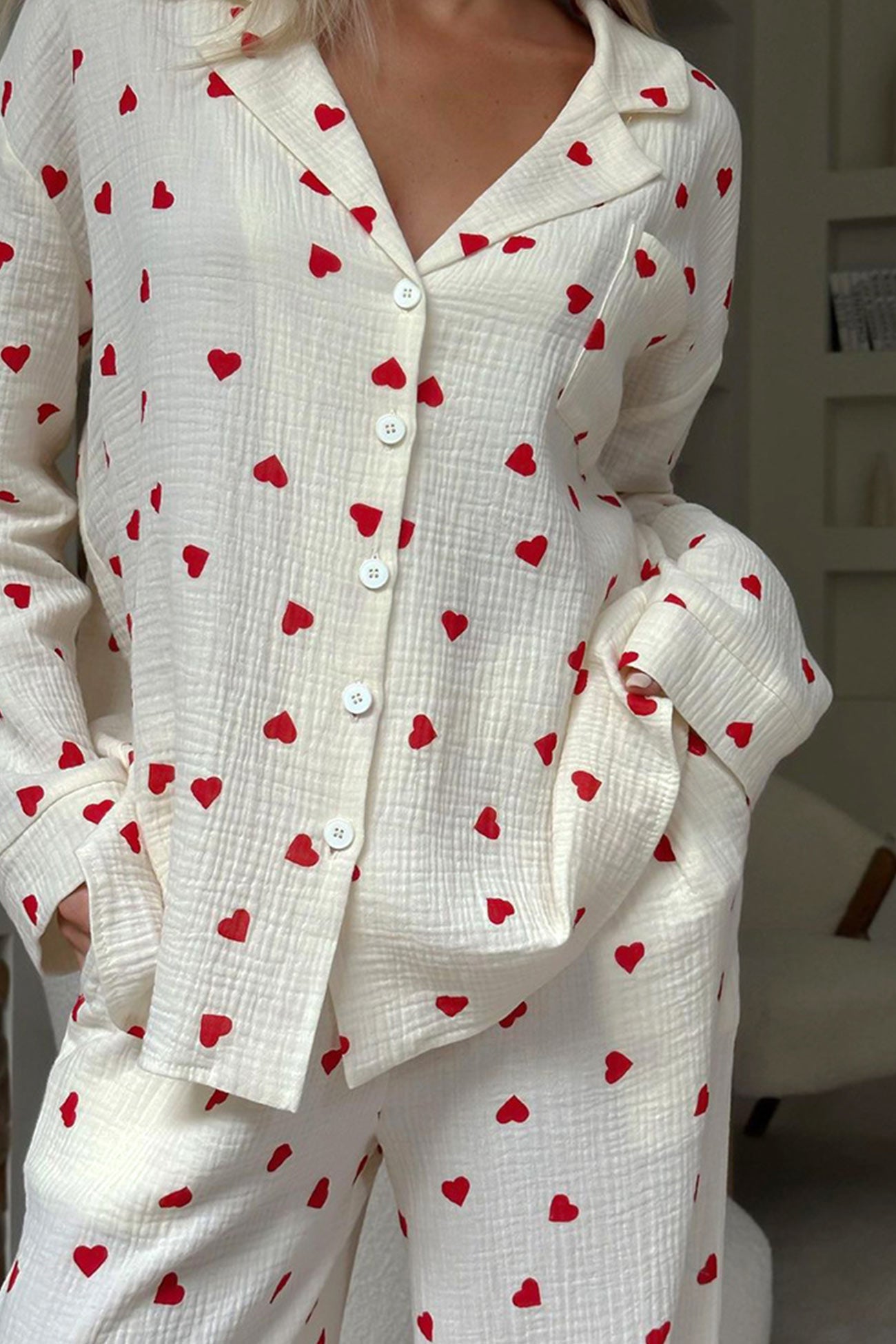 Women’s Two-Piece Lounge Set with Button Shirt and Pants