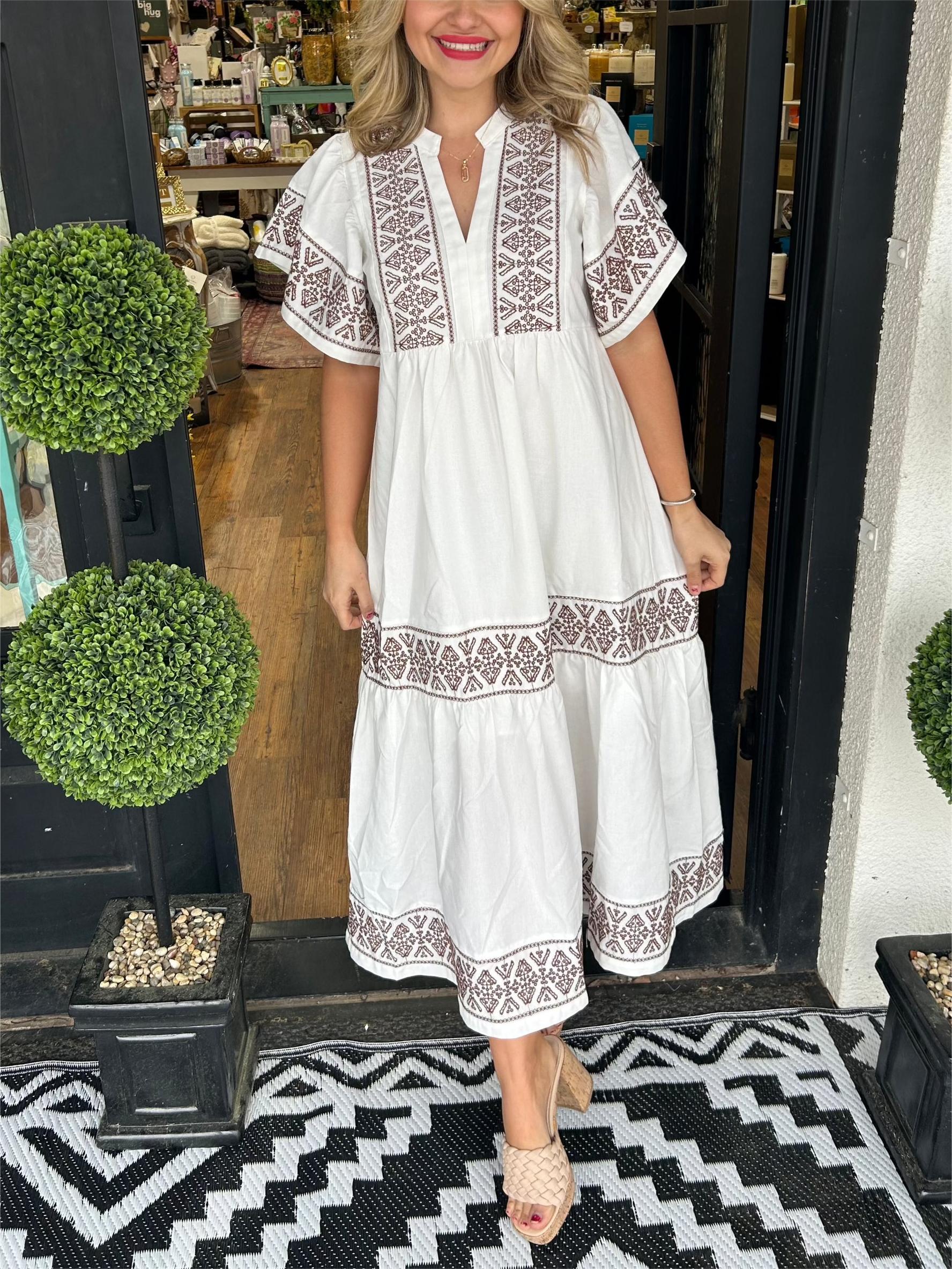 Rachel | Women’s Summer Boho V Neck Midi Dress