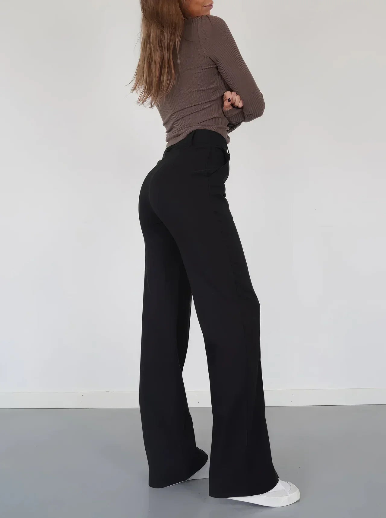 Women's Wide Leg Trousers - High Waist Tailored Seam Detail Palazzo Pants