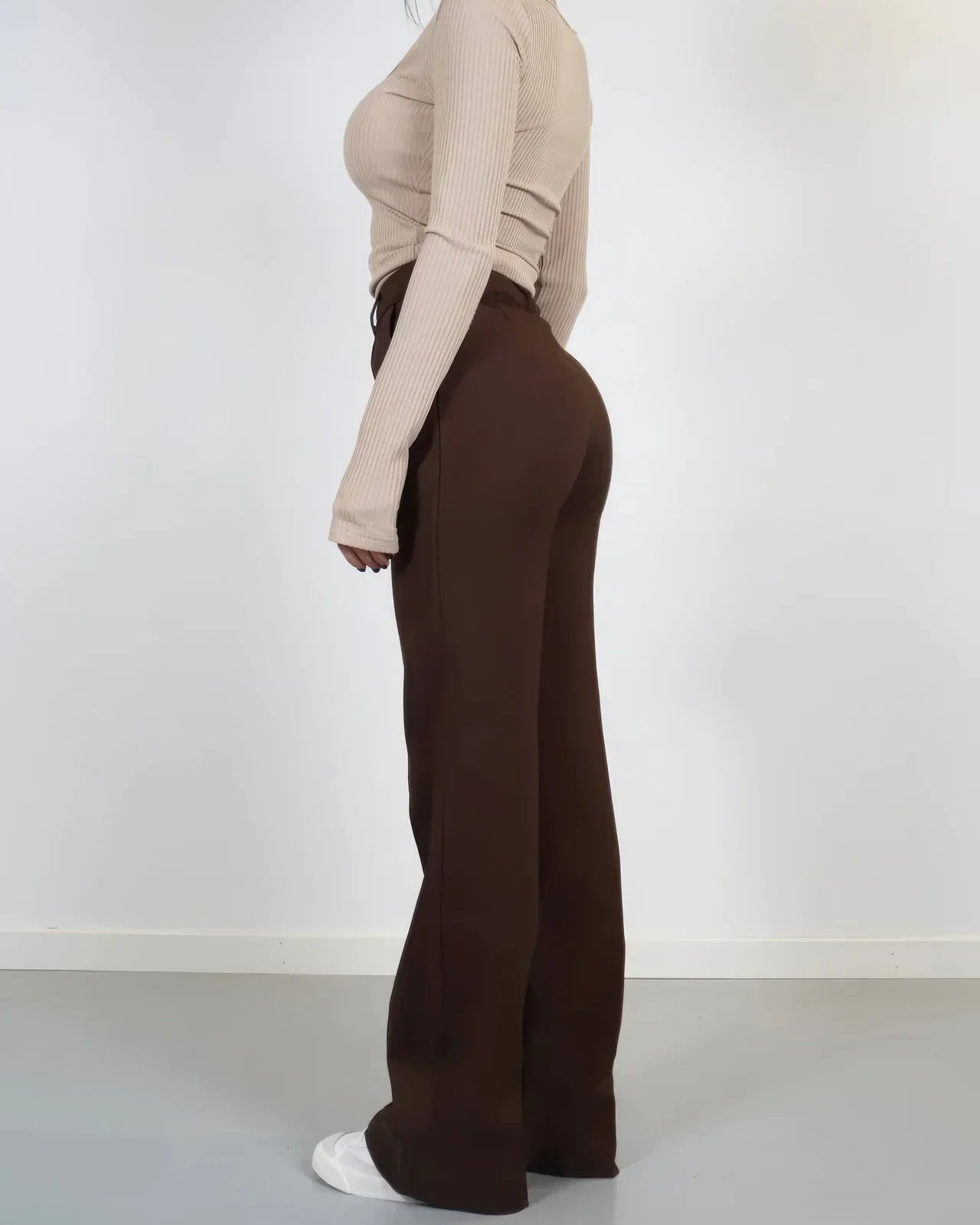 Women's Wide Leg Trousers - High Waist Tailored Seam Detail Palazzo Pants