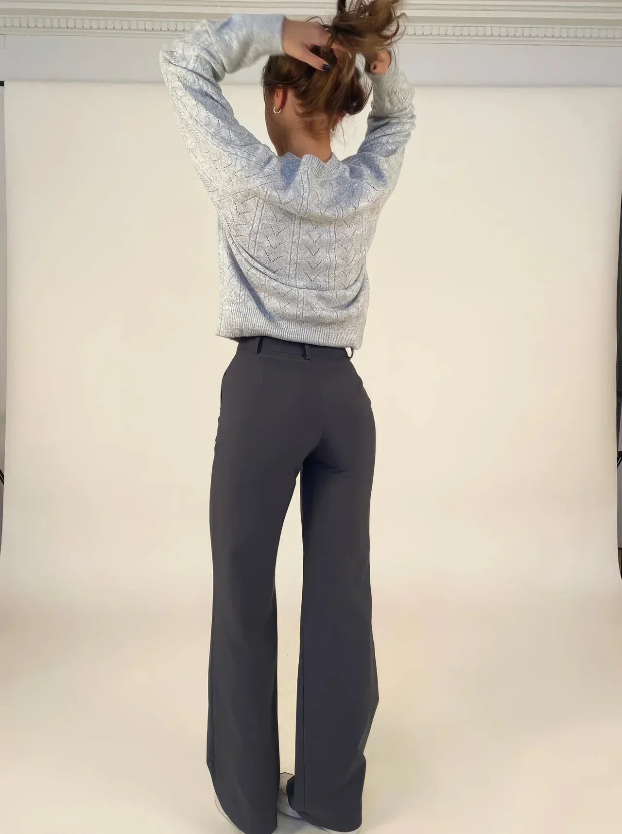 Women's Wide Leg Trousers - High Waist Tailored Seam Detail Palazzo Pants