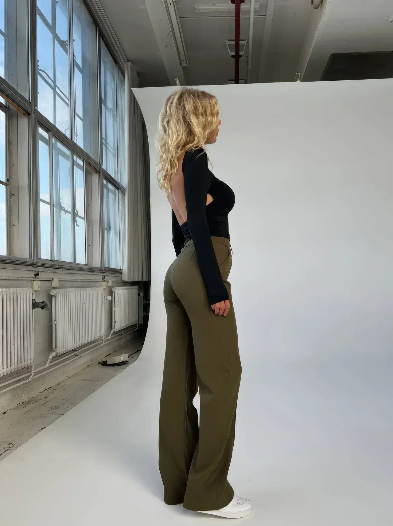 Women's Wide Leg Trousers - High Waist Tailored Seam Detail Palazzo Pants