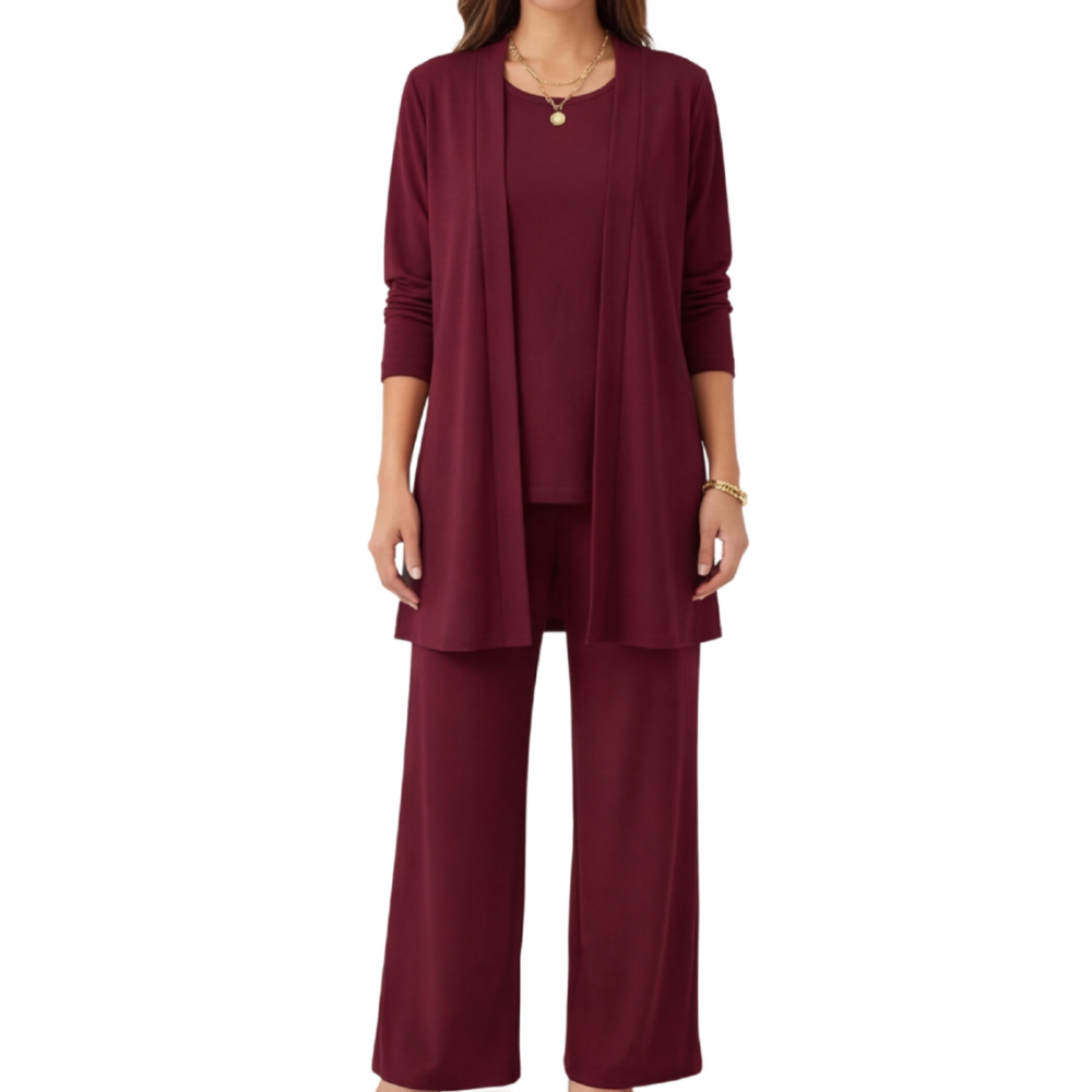 Women's Set with Long Cardigan and Loose Pants